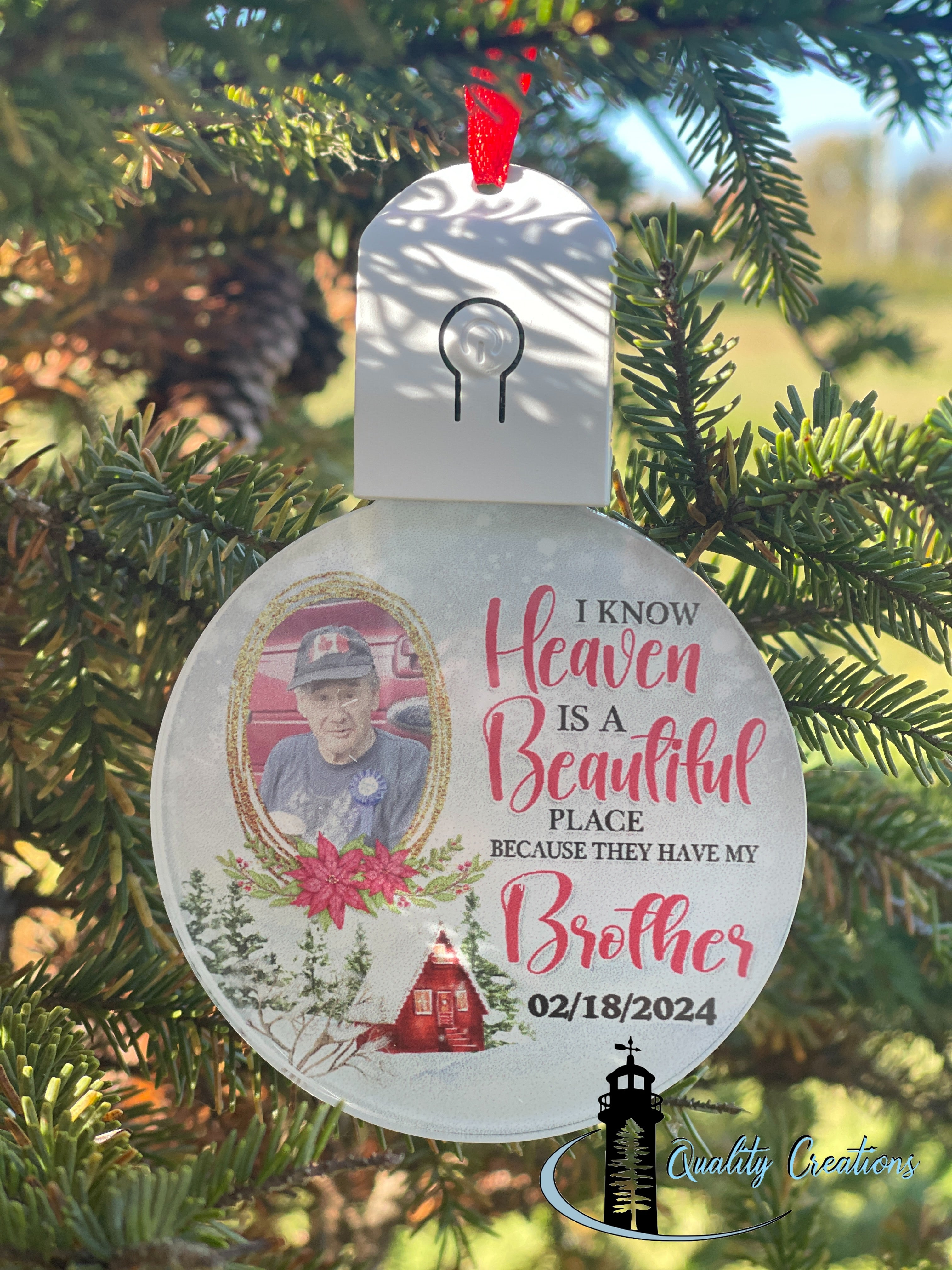 Custom Heaven is Beautiful Light up Memorial Ornament