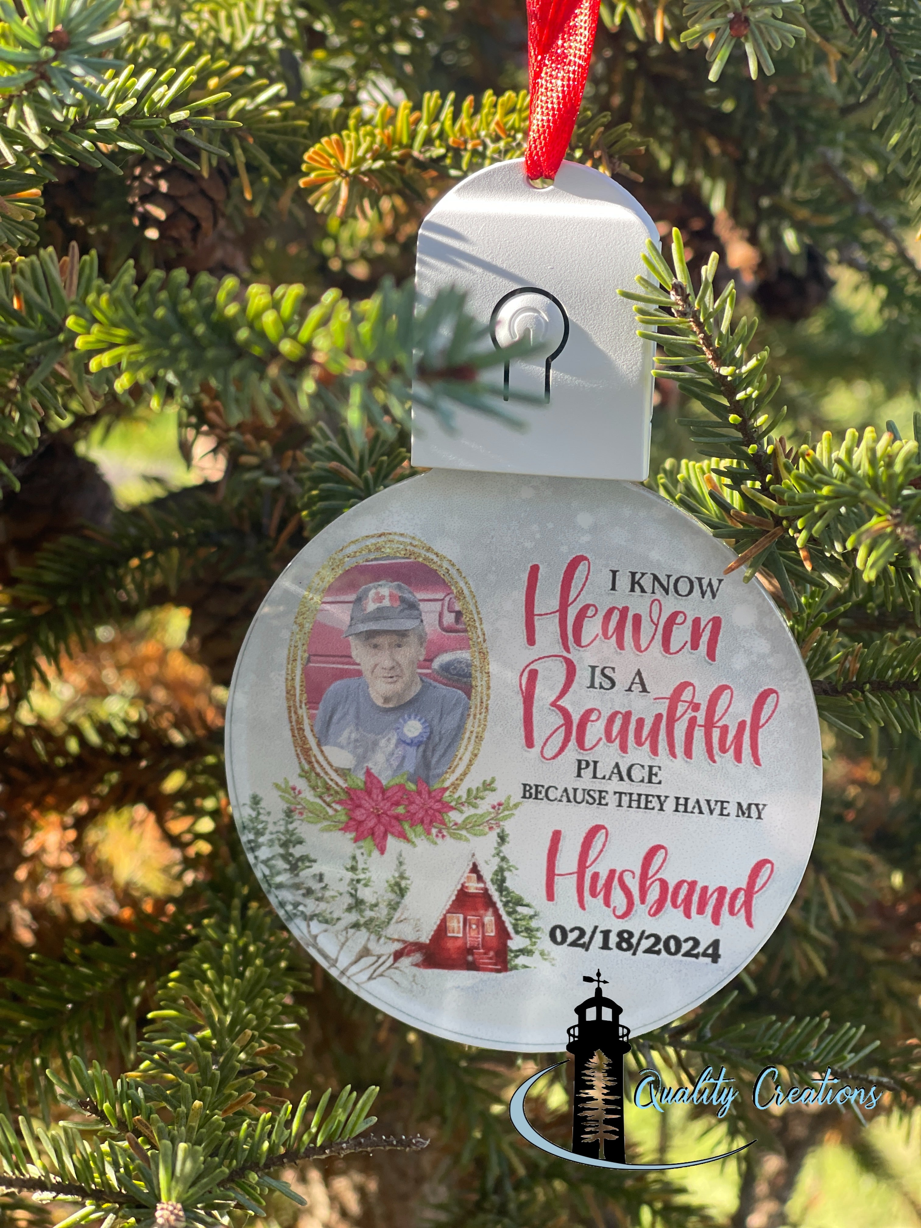 Custom Heaven is Beautiful Light up Memorial Ornament